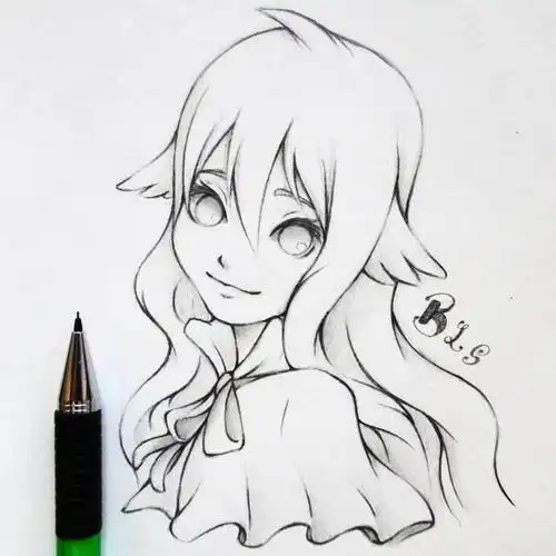 适合学生党临摹的动漫手绘 有线稿和彩铅上色 可爱又简单