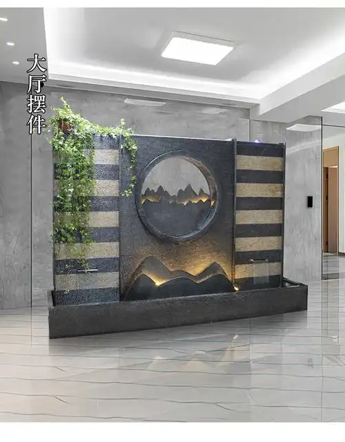 可狄 流水影壁墙室外 流水石水幕墙水景喷泉鱼池背景墙定制石材屏风