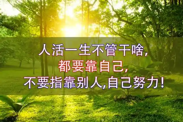人活一生,不管干啥,都要靠自己,不要指靠别人!自己努力!