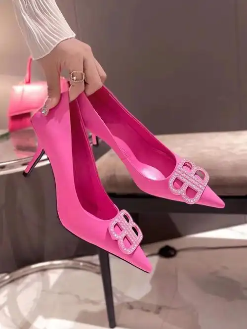 玫红色高跟鞋女细跟2022年新款时尚女鞋欧货粉色夏款双b尖头单鞋
