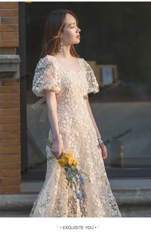 aokeshi晚礼服2022新款长款优雅气质款高定蕾丝仙女裙1礼平时可穿礼服
