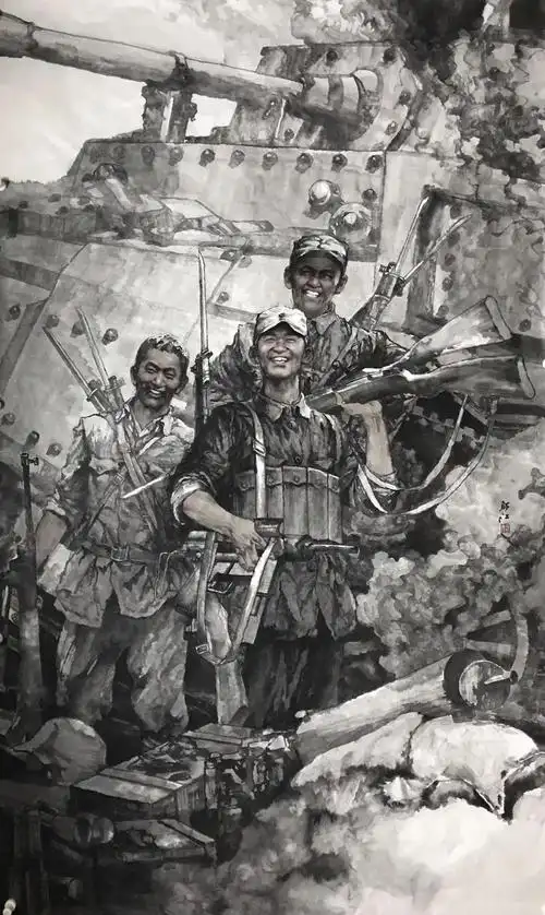 烽火岁月里的灿烂人生邬江的红色革命题材水墨人物画