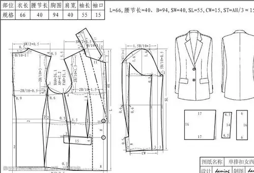 女装西装纸样图片