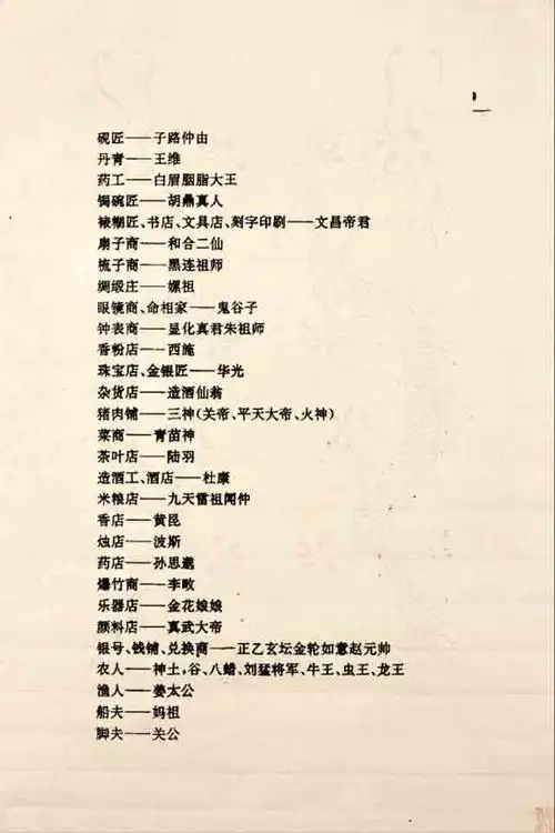 中国历史上各种神仙的名字