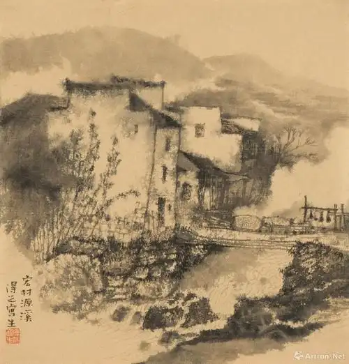 徽派民居写生之二切_山水写生_李得之作品展_李得之在线作品_李得之