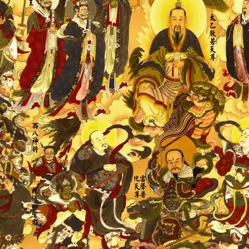 全神图挂画 众神图诸真图 道教道场神像神仙卷轴画丝绸装饰画定制