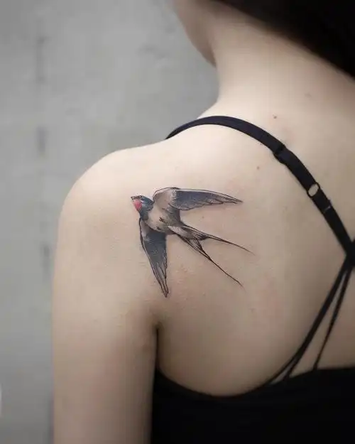 后背肩胛燕子纹身图案