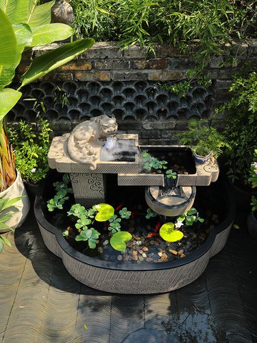 庭院花园流水鱼池室外露台循环水摆件大型鱼缸造景喷泉水池