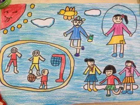 情景简笔画3个人物的幼儿课间活动