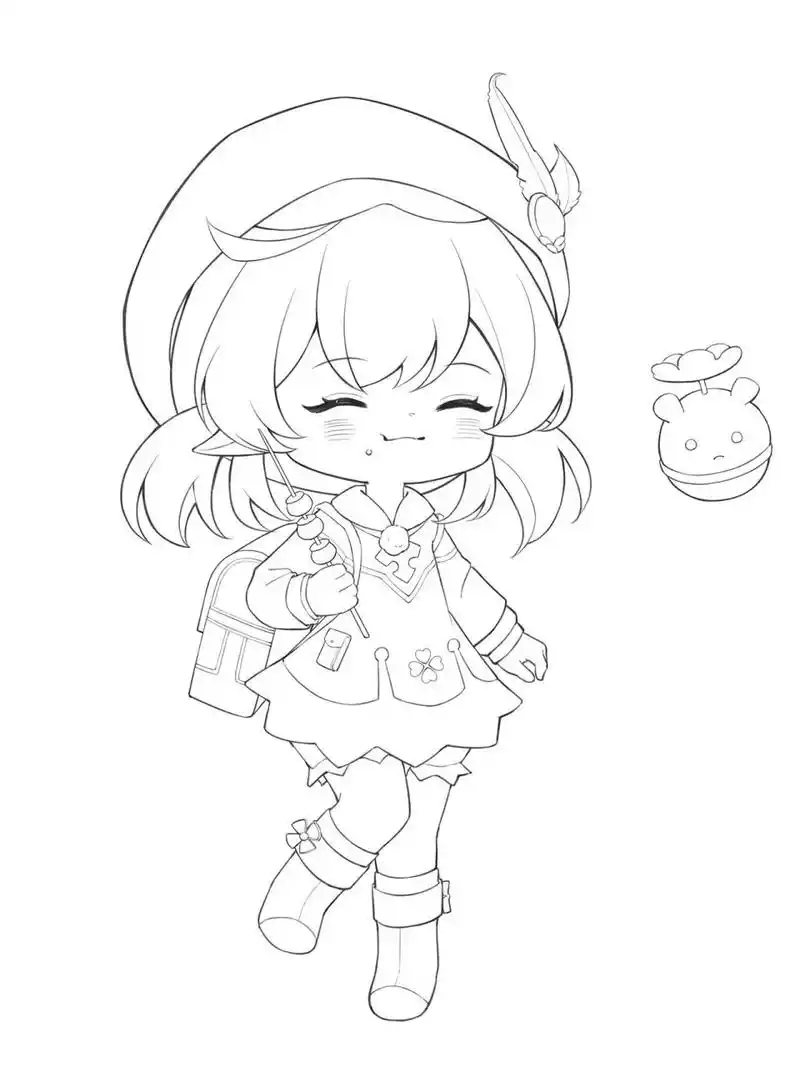 原创q版人物原神可莉同人卡通头像,附线稿 软件工具:sai2 手绘板wacom