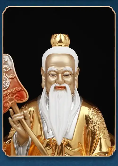 三清祖师神像全铜贴金身元始天尊道德天尊道教太上老君佛像 原始天尊