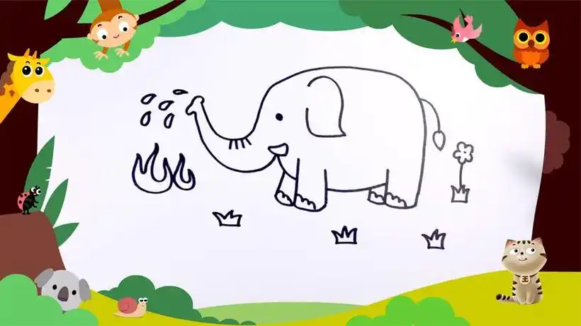 大象儿童简笔画,零基础轻松学画,幼儿园简笔画神奇灭火王子大象