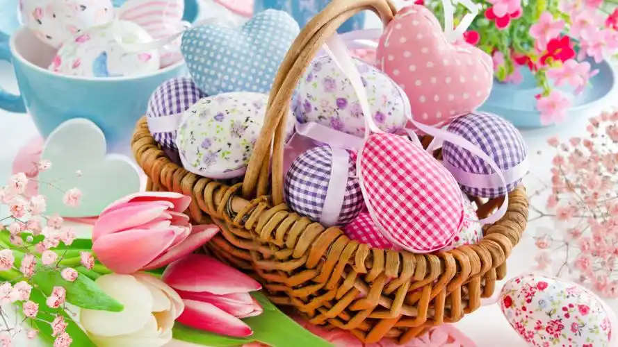 少女心 复活节 篮子 鸡蛋 彩蛋壁纸(小清新静态壁纸) - 静态壁纸下载