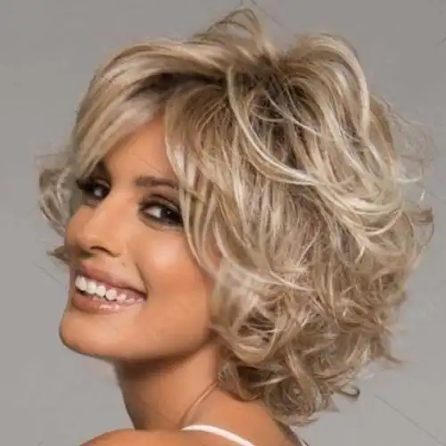 欧美短发假发金色渐变发型 非洲假发蓬松个性短卷发