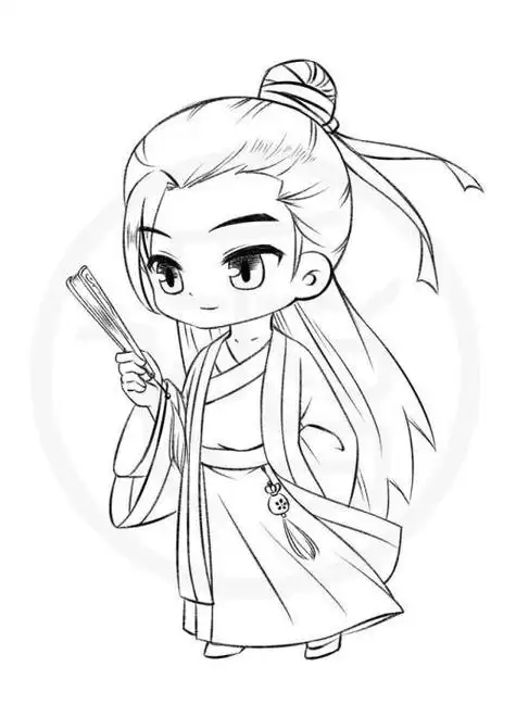 q版古风人物男简笔画q版动漫人物萌古装简笔画人物简笔画简笔画大全