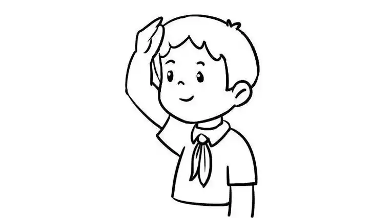 幼儿敬礼的简笔画卡通