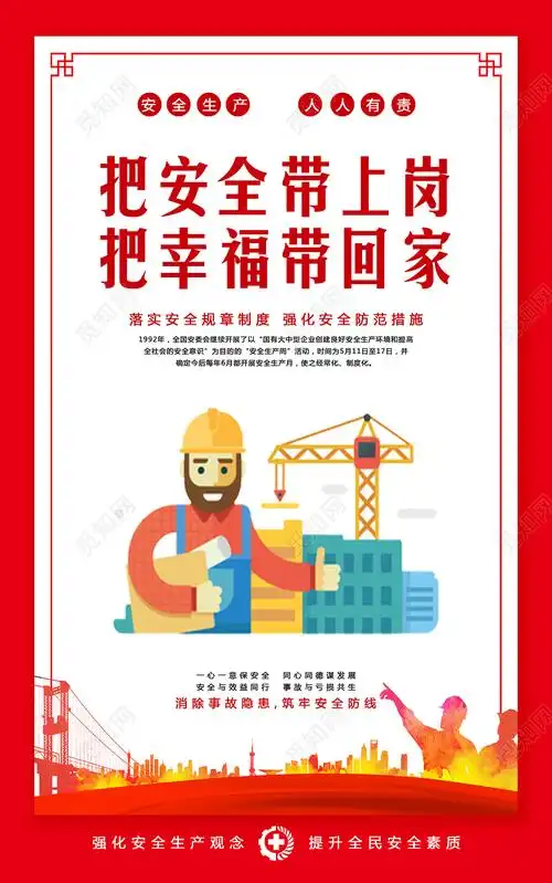 2020年安全生产月安全宣传工地建筑安全生产海报图片下载 - 觅知网