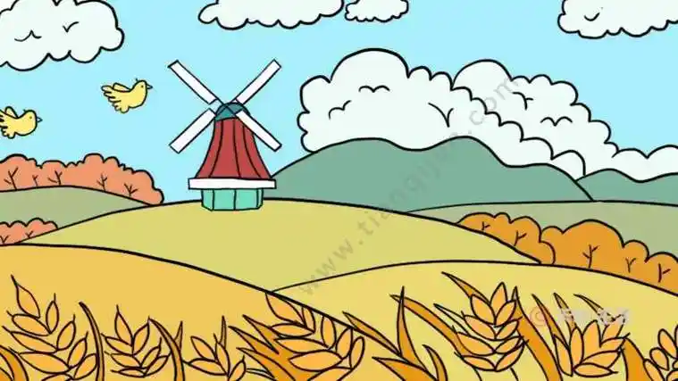 秋天的景色涂色画