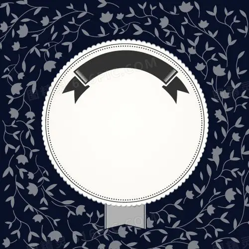 卡通手绘花枝圆形边框