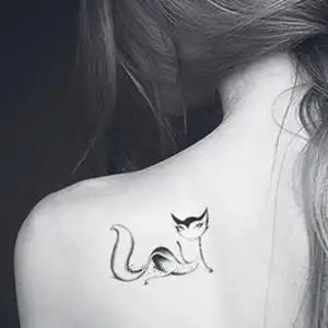 性感小狐狸纹身贴妩媚胸部后背纹身贴纸女防水黑白贴纸刺青仿真