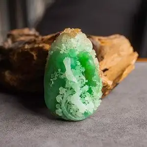 天然翡翠 a货 吊坠 挂件 花鸟牌 三彩 冰种hn-2mar27-g4756