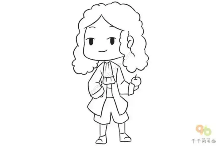 牛顿读书的简笔画