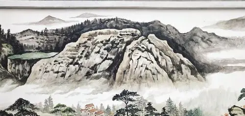 墙绘作品《烟云欢瀑》|纯艺术|国画|伍叔叔 - 临摹作品 - 站酷 (zcool