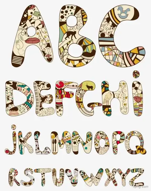 26个风格pop英文字母英文字英文艺术字手绘英文矢量英文logo英文水彩