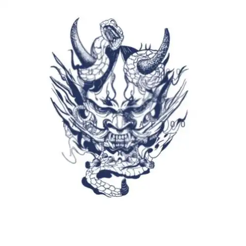 般若纹身贴修罗地狱般若面具草本果汁纹身贴防水不反光刺青色纹身