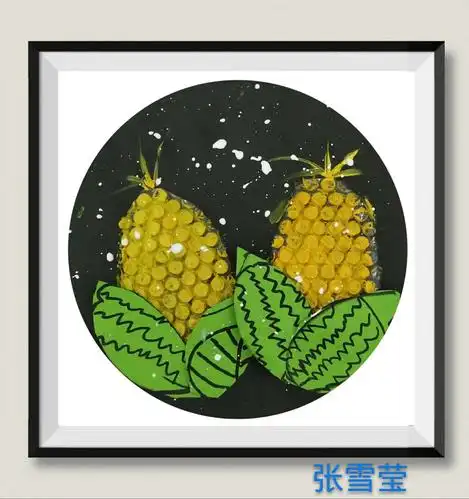 长岐镇中心幼儿园兴趣美术班创意颜料画《小玉米》