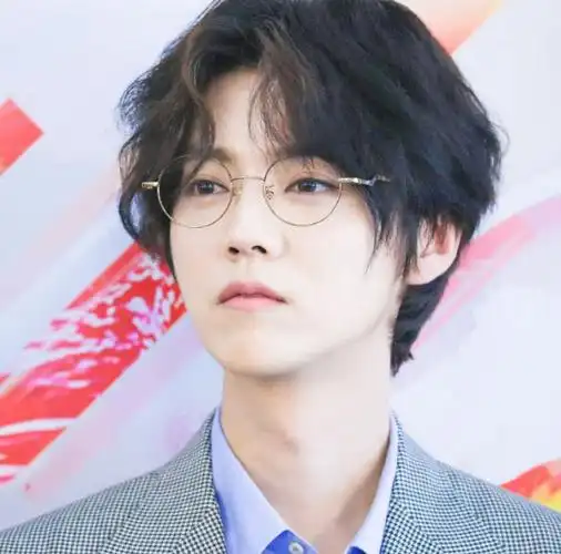 鹿晗参加线下活动中分卷发配金丝框眼镜还以为是大学老师