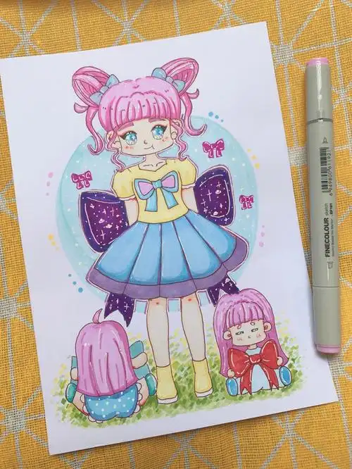 可爱少女临摹画