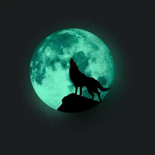 夜光月球 系列之月下狼嚎 卧室宿舍客厅墙面装饰贴厂家宏彦 q001