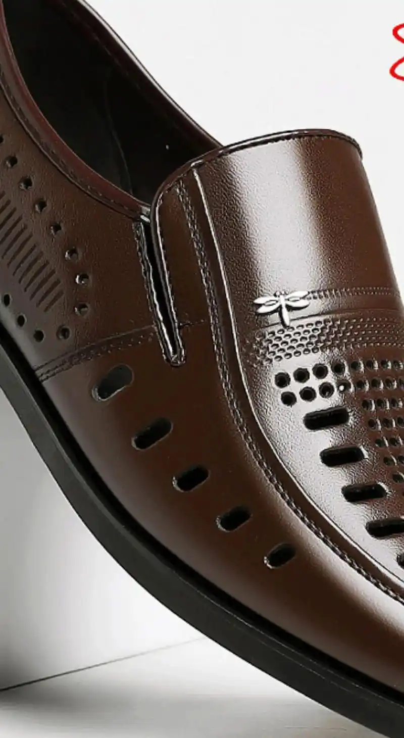 夏季真皮透气镂空男士皮鞋男凉皮鞋,中年 - 抖音