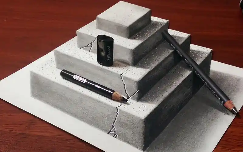 大神在纸上造出金字塔,视觉超真实!【3d立体画】