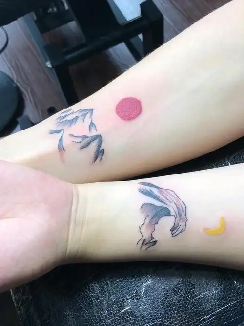 情侣山海_纹身图案手稿图片_阿蛟的纹身作品集