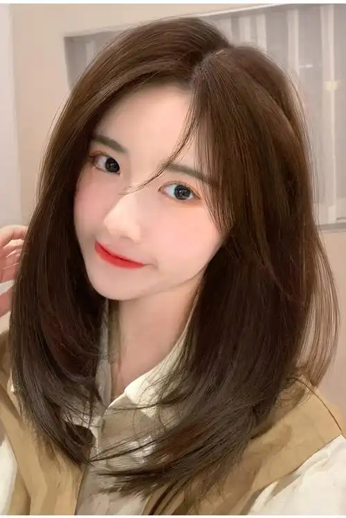 louisferre假发女真发中分八字刘海锁骨发轻薄透气全真人发网红假发套