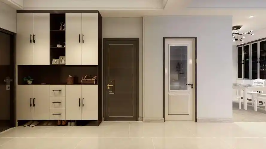 入门鞋柜深浅色搭配,给人已醒目色差.让来客别具一格.