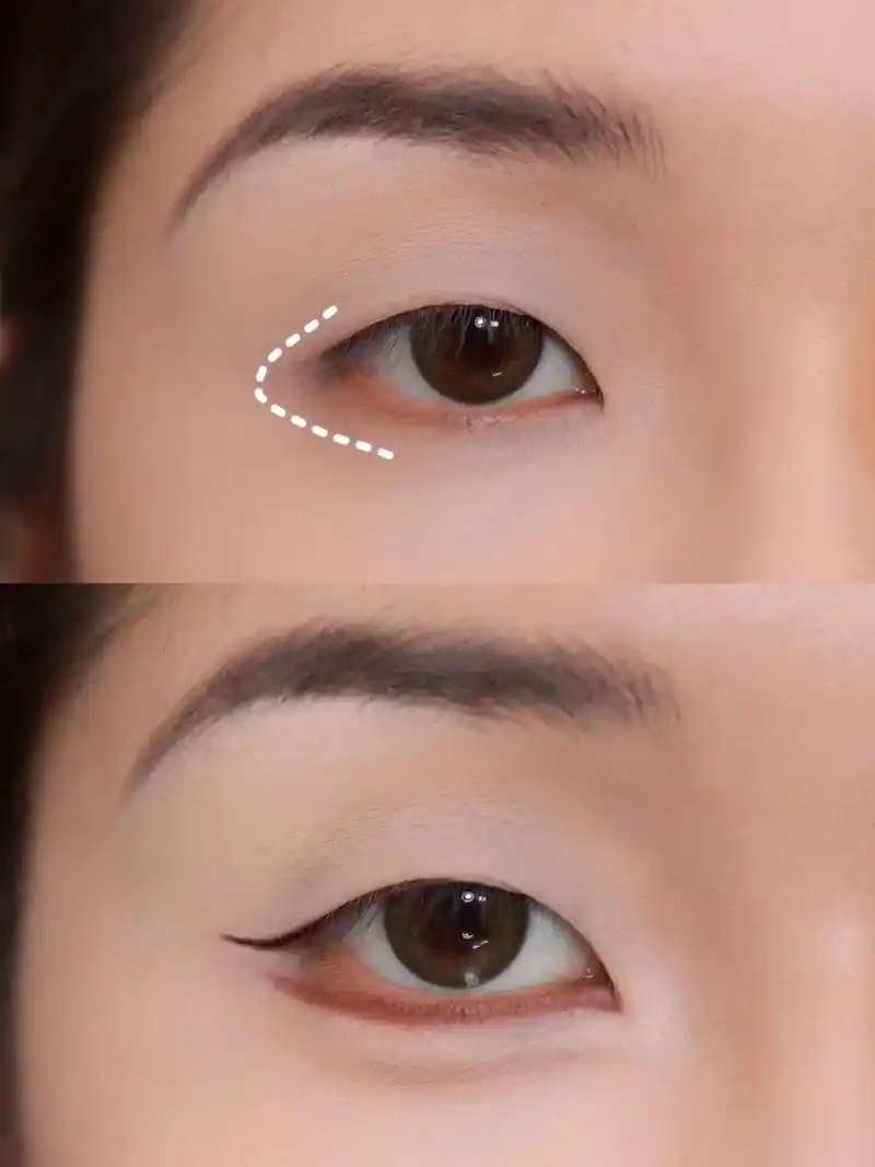 下垂单眼皮有眼尾沟怎么画眼线教程.#眼妆 #单眼皮眼妆 #新 - 抖音