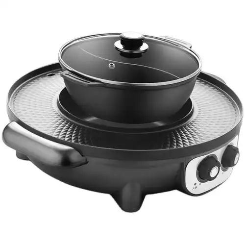 鸳鸯火锅烧烤一体锅家用可分离烫煎烤涮电烧烤炉烤锅多功能烤肉机