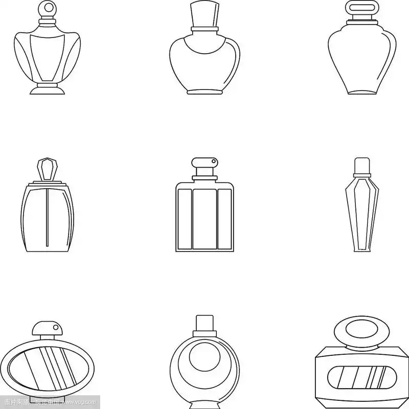 香水瓶形式图标设置轮廓风格