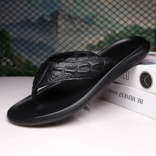 夏季新款真皮男士人字拖鞋头层牛皮高档凉拖时尚百搭舒适防滑耐磨