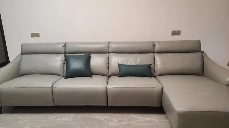 顾家探索家皮质沙发到货灰色沙发