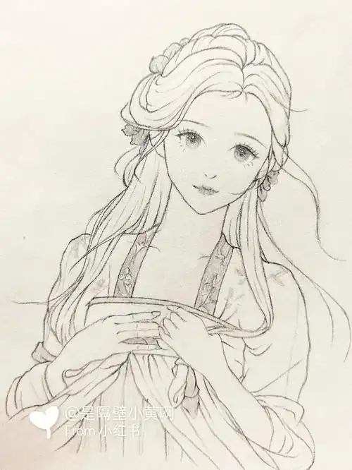 线稿  #少女线稿  #古风线稿人像  #古风手绘  #画画的日常  #薯