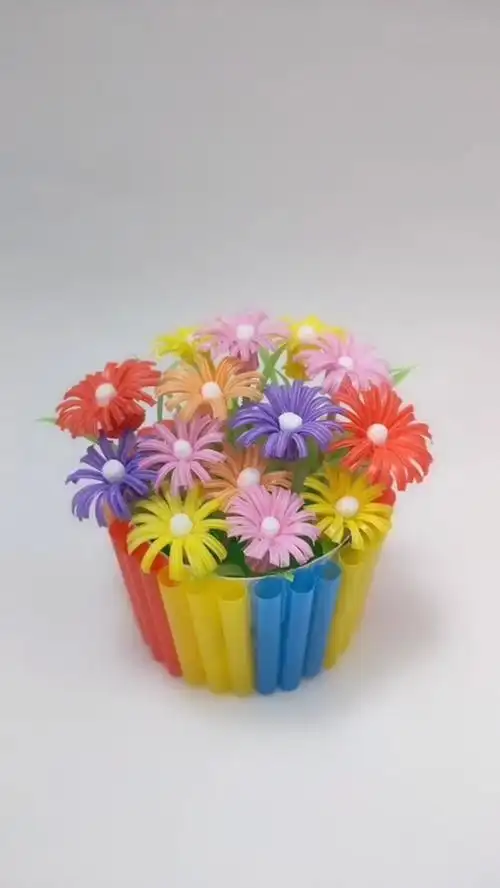 这样一篮迷你吸管小花看完你爱了嘛#吸管花