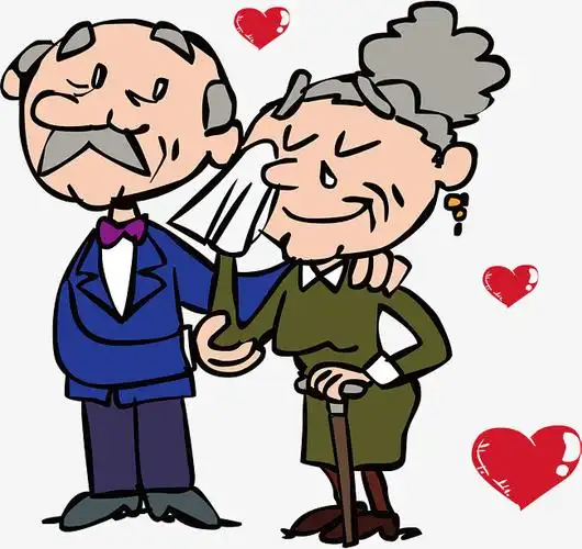 爱心老夫妻手绘清新头像