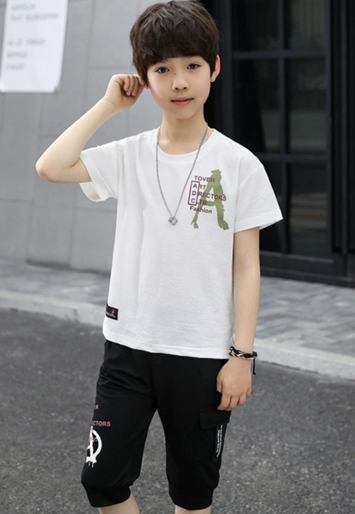 童装男童套装2020新款儿童短袖夏季运动中大童洋气男孩帅气潮