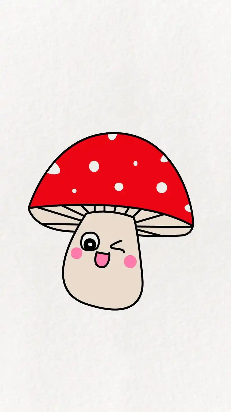 这样画一朵可爱的蘑菇96,是不是很简单呀#一起学画画 #简笔画 #画画