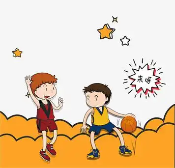 卡通手绘儿童篮球比赛海报插画