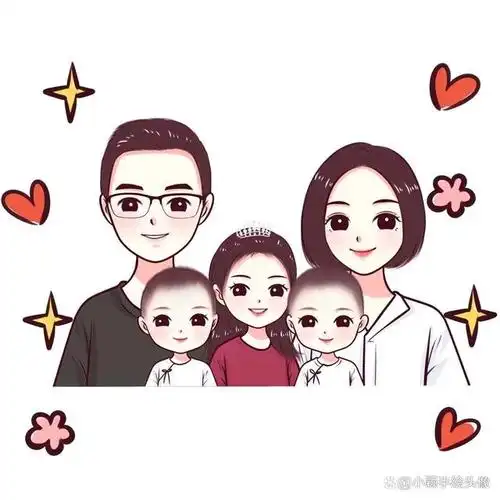 年味十足的全家福图片一家五口动漫头像满满的仪式感